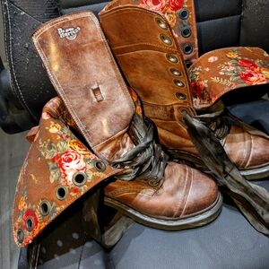 Dr. Martens Brown Floral Lined Boots